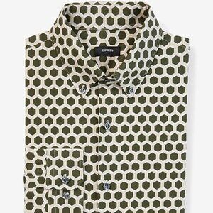 Express - Extra Slim Stretch 1MX Dress Shirt - Small - Olive Green